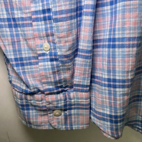 Vineyard Vines Button Down Slim Fit Tucker Shirt Mens Size XL Blue Pink Plaid - Picture 4 of 8